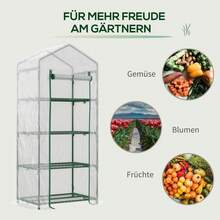 Outsunny Greenhouse With Shelves And Roll-Up Door 70 X 50 X 160 Cm White+Green | Winter-Proof, Plastic Greenhouse, Greenhouse, Tomato House, Tomato Greenhouse, For Tomatoes, Vegetables, Flowers, Plants - White - View 7