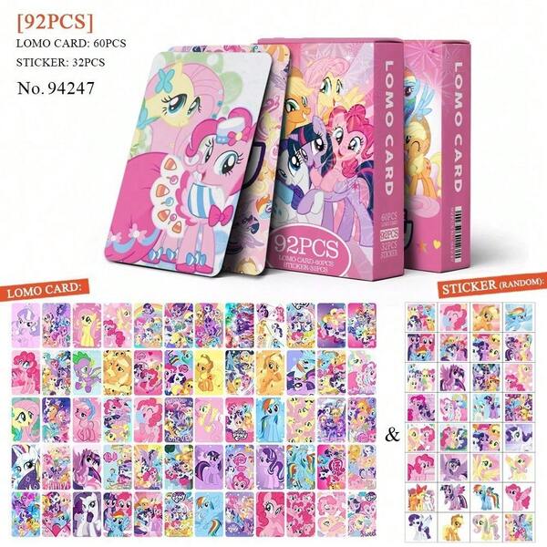 asmodee 92 piezas Tarjetas de fotos de anime de dibujos animados de My Little Pony, Tarjetas LOMO, Gran regalo para amigos en Halloween, Navidad, Fiesta de cumpleaños