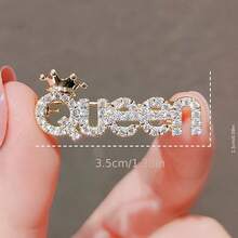 1pc Exquisite "Queen" Crown Brooch, Fashionable Personalized Lapel Pin, Multi-Functional Clothing And Bag Accessory, Fashion Accessory, Gift For Siblings, Fun Gift Product, Artistic Quality Women's Brooch, Enamel Pin, Metal Anime - 1PC - View 2