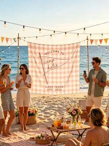 Personalized Camping Bachelorette Party Banner, Customized Party Welcome Backdrop, Suitable For Room Decor, Home Decor, Seasonal Multi-Purpose Romantic Theme Party Decoration Sign, Creative Bridal Shower Welcome Board, Suitable For Room Decor, Home Decor - Multicolor - View 7