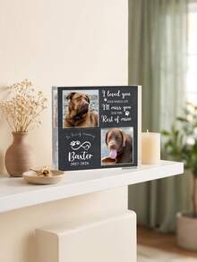 1pc Personalized Pet Memorial Plaque, Custom Dog Photo Acrylic Plaque, Pet Loss Gift, Personalized Pet Portrait Keepsake, Dog Remembrance Gift For Pet Owner - Multicolor - View 4