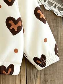 Baby Girl Cartoon Print Warm Hooded Jacket - Beige - View 7