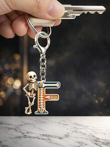 2D Flat Halloween Acrylic Keychain, 26 Letters Skull Medical Model Key Ring, Fashion Bag Charm, Perfect Gift For - Skeleton - View 6