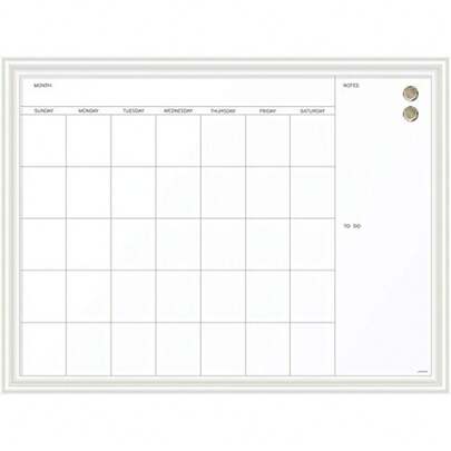 Magnetic Dry Erase Calendar White Board, 30" X 40" Inches, White Wood Frame 2918U00-01
