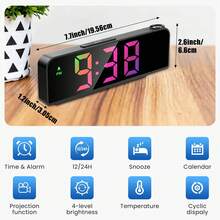 Projection Alarm Clock, Black Shell USB 5V Powered, Color Changing Light, Display Year Date Temperature, Adjustable Brightness Digital Projection Clock For Bedroom - Black Projection Alarm Clock - View 2