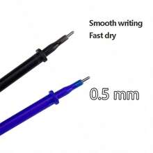 [2 Pulpen + 10 Isi Ulang] Set Pulpen Gel yang Dapat Dihapus, Termasuk 2 Pulpen + 10 Isi Ulang, Ujung Sedang 0.5mm, Tulisan Halus, Tinta Hitam dan Biru, Bahan Plastik, Cocok untuk Kantor, Pelajar, dan Penggunaan Alat Tulis Sehari-hari - Set - View 5