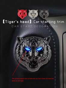1pc Car Tiger Head One-Touch Start Protection Cover Interior Decoration Sticker Ignition Ring Switch Button Flip Cover Decorative Sticker Modification (Clean The Adhesion Area Before Use) - one-size - View 12