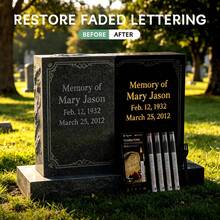 4-Color Tombstone Paint Pen Set With Cleaning Brush, Waterproof Sun-Resistant Quick-Dry Lettering Pen For Gravestone Inscription Repair, Faded Text Refurbishment And Coloring, Stone Marker Pen For Cemetery Tombstone Renovation, Qingming Tomb Sweeping - Stone Tablet Pen - View 1