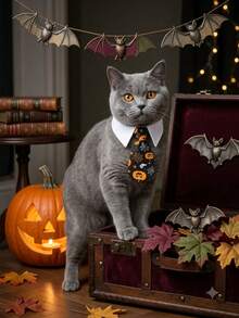 1pc Halloween Pet Bow Tie, Adjustable Cat Dog Pet Clothing Accessory, Funny Party Prop, Suitable For Trick Or Treat And Photo, Essential Accessory For Cats And Dogs - Multicolor - View 5