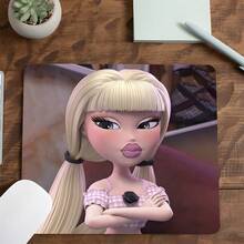 Stylish Doll Square Mouse Pad, Blonde Girl Illustration Pattern Design, Eye-Catching Desktop Decoration Protective Pad, Rubber Non-Slip Stitched Edge Office Mat, Small Size Suitable For Laptop, Desktop Computer Gaming, Office, Daily Use - View 5