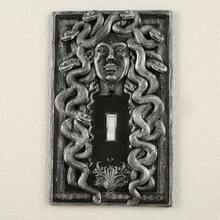 1pc 3D Printed Plastic Medusa Snake Pattern Embossed Switch Plate, Halloween Dark Gothic Style Wall Decor, Personalized Plastic Home Switch Protective Cover - Multicolor - View 12