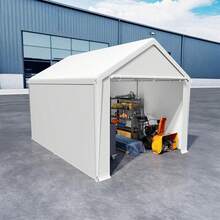 Carport Lagerzelt 3x6m Grau, verzinktes Stahlgestell, wasserdichte PE Plane, UV-Schutz, Seitenwände - Weiß 3*4m - Übersicht 9