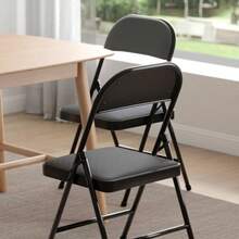 4 Pack Folding Chairs, Fabric Dining Chair Set With Padded Cushion And Back, Indoor Outdoo Seat For Home Office Events Wedding Party Charcoal Fabric Seating - Black - View 7