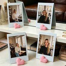1/10/20pcs Pink Soft Heart-Shaped Desktop Photo Card Holder, Multi-Heart Combination Base, Stable Non-Slip Desktop Photo Postcard Greeting Card Display Stand, Bedroom Office Desktop Soft Decor Ornament - Pink Heart - View 2
