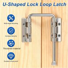 1/2件裝 滑動門鎖扣，露台滑動門鎖，90°/180°可調式U型門鎖，強化安全性；適用於窗戶、紗門、穀倉門、花園門、圍欄門或儲藏室門；安裝簡單 - 門環鎖 - 查看 4