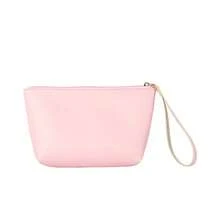 1pc Portable Daily Cosmetics Storage Bag Mesuca Printed Design Pink Tone Durable PU Fabric With Wrist Strap Large Capacity Toiletries Short Trip Home Storage - View 4