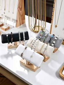 1PC/2PCS Wooden Single Layer Bracelet Storage Rack Headband Necklace Watch Bracelet Display Stand Jewelry Headscarf Display Prop Accessory Decoration Rack - Log Flat Single Layer Bracelet Stand - View 6