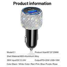Car Charger, 1pc Shiny Rhinestone Fast Charging USB A/C Type Car Phone Charger, Diamond Adapter, Compatible With 3-In-1 Fast Charging, Retractable Data Cable, Supports Phone, Dash Cam, GPS And More, Handmade, Perfect Holiday/Birthday Gift For Men And Women - A - View 8