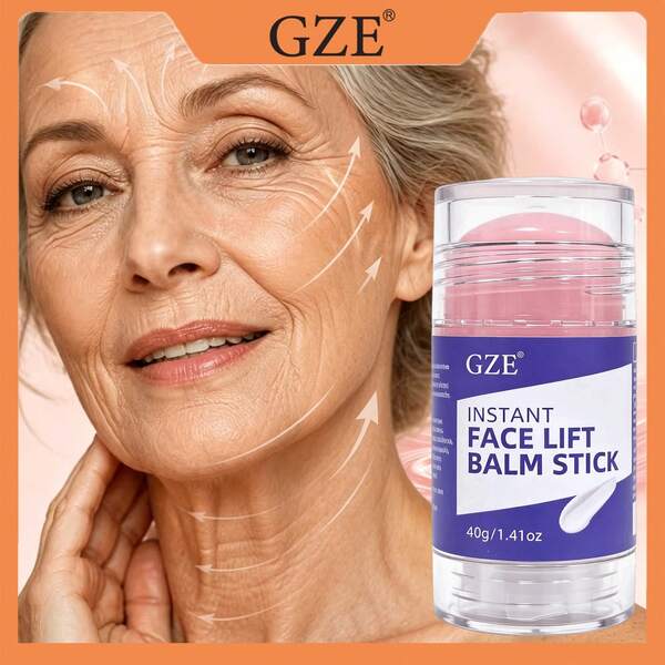 GZE Instant Face Lifting Stick 40g/1.41oz, Portable Face Firming Moisturizing Cream, Smooths Dry Fine Lines, Improves Skin Elasticity Appearance