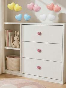 2pcs Cute Heart-Shaped Cabinet Handles, Solid Drawer Pulls, Colorful Decorative Furniture Knobs, Suitable For Baby Room And Kids Bedroom - Multicolor - View 1