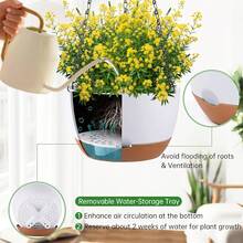 4pcs Mixed Plastic Hanging Planters, Includes 2pcs Plastic Planters + 2pcs Chains, For Indoor Plants, Indoor/Outdoor Hanging Flower Baskets, With Drainage Holes, Suitable For Garden, Porch And Other Flower Planting, Planting Tools, Container Accessories, Hanging Planters - New Model - View 7