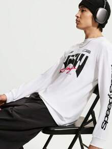 Nike Men's AS U NSW TEE LSE LS SWOOSH SPE Long Sleeve Knit Collarless T-Shirt TIM3782-100 - Black and White - View 3