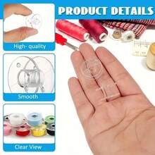 25pcs Transparent Plastic Sewing Machine Spool Set, Includes 1 Transparent Storage Box, Used For Storing Handmade And Sewing Materials, As Well As Storing And Transporting Artworks, Suitable For Sewing And Embroidery, Handmade Accessories Spool Rack, Sewing Accessories - Multiple Styles - View 3