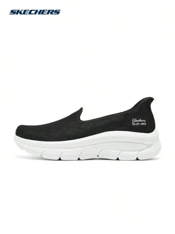 Skechers Women's SLIP-INS Hands-Free Slip-On Walking Shoes Breathable Thick Sole Cushioned Casual Sneakers - Black - View 1