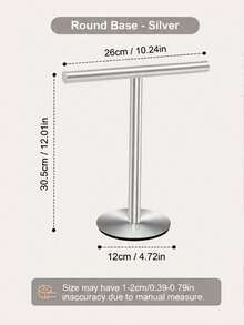 1pc T-Shaped Desktop Towel Rack, Drill-Free Standing Metal Hand Towel Holder, Bathroom Vanity Kitchen Countertop Small Towel Storage, Matte Black/Silver Dual Color Options Desktop Towel Rack, Jewelry Storage Rack, Bathroom Towel Bar, Countertop T-Shaped Toilet Paper Holder, Storage Rack - Multicolor - View 17