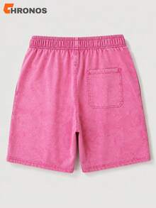 Men's Washed Black Shorts Oversized Loose Fit Drawstring Streetwear Athletic Casual Shorts With Pockets - 玫紅色 - 查看 3