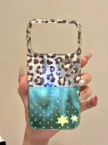 Fashionable New 3D Glitter Polka Dot Leopard Print Green Hibiscus Flower Phone Case Compatible With Apple 17 Pro Max 16 New 15 Pro Women's 14 PM Full Coverage Protective Shell - Multicolor - View 1