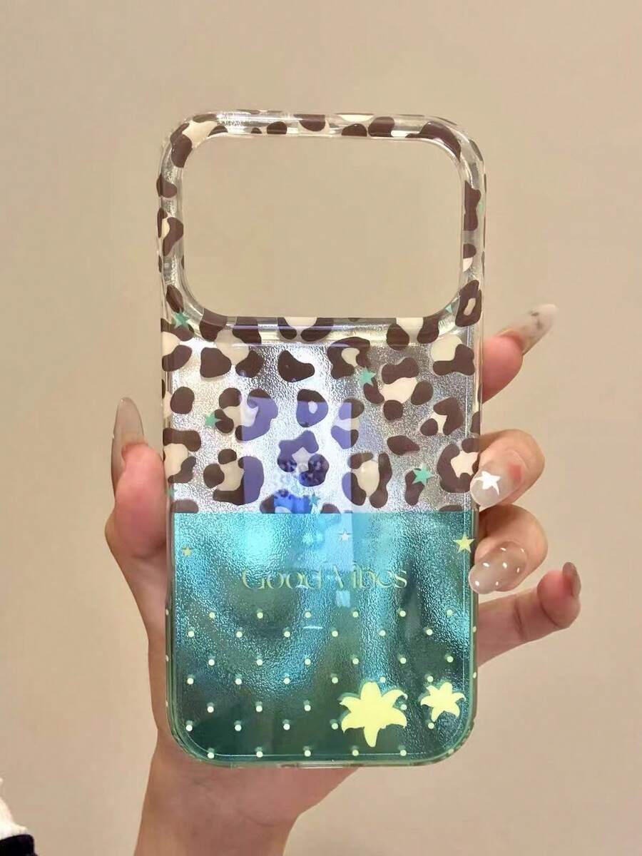 Fashionable New 3D Glitter Polka Dot Leopard Print Green Hibiscus Flower Phone Case Compatible With Apple 17 Pro Max 16 New 15 Pro Women's 14 PM Full Coverage Protective Shell - Multicolor - View 1