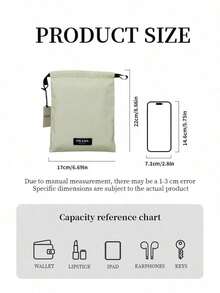 Prada Beauty Light Beige Canvas Drawstring Pouch, Soft Fabric Large Capacity Travel Skincare Cosmetic Storage Bag Multi-Purpose Portable Makeup Organizer Ladies Daily Beauty Gift PRADA-GIFT-36 - Two-tone Mint Green and Black - View 6