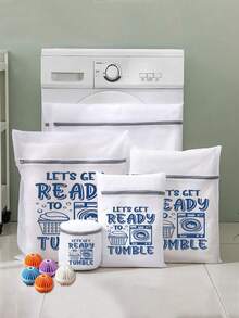精緻衣物洗衣袋套組－無紡布加長洗衣袋附拉鍊開口－網格防纏繞洗衣球（隨機顏色），適用洗衣機洗滌內衣與胸罩，聚酯纖維網格洗衣袋，簡約旅行家用洗衣袋，襪子洗衣袋，分開洗滌，有效保護衣物免受損，白色聚酯纖維洗衣機洗衣袋，浴室用 - 彩色 - 查看 2