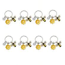8pcs Honey Bee & Sunflower Thank You Keychains, Bee + Sunflower + Thank You Letter Design, Perfect For Birthday, Wedding, Teacher's Day And Graduation Gifts, Suitable For Back To School And Graduation Season - Multicolor - View 12