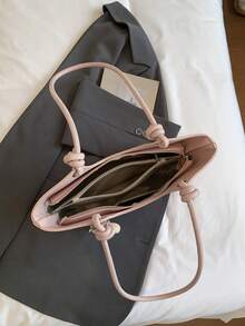 Damen Schultertasche, große Kapazität, minimalistisch rosa, süß sanft elegant mit Blumencharm, geeignet für Einkaufen und Pendeln - Pink - Übersicht 10