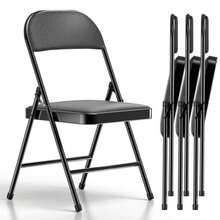 4 Pack Folding Chairs, Fabric Dining Chair Set With Padded Cushion And Back, Indoor Outdoo Seat For Home Office Events Wedding Party Charcoal Fabric Seating - Black - View 2