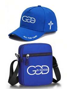 1件/2件裝 Christian GOD IS GOOD 圖案印花棒球帽與斜挎包套組，信仰街頭風配件，中性款，勵志禮物 - 彩色 - 查看 13