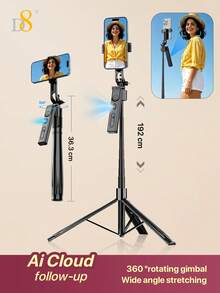 Tripod Gimbal Pelacak Otomatis Cerdas D8 1.8M, Stabilizer Joystick Pelacak Wajah AI, Anti-Guncangan, Rotasi Horizontal & Vertikal 360°, Tongkat Selfie yang Dapat Diperpanjang dari Paduan Aluminium, Dudukan Ponsel Stabil 4 Kaki, Cocok untuk Selfie, Video Vlog, dan Siaran Langsung - View 10
