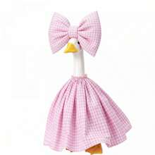 23 In Spring Porch Goose Outfit Pink Plaid Dress Oversized Bow Headpiece - Pink - View 6