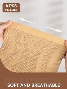 4pcs Women Plus Size Seamless High Waist Shaping Leggings, Tummy Control Slimming Anti-Chafing Daily Wear - Multicolor - View 6