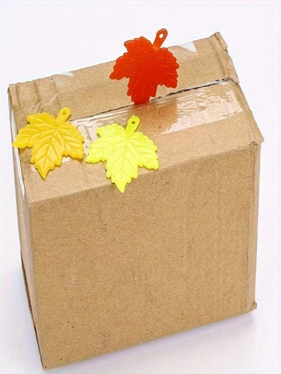 10pcs Portable Plastic Maple Leaf Shaped Minimalist Box Opener, Suitable For Opening Cardboard Boxes And Packages, Keychain Pendant - Multicolor - View 1