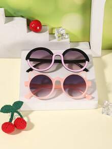 1set 2PCS Kids 3-8Y Mixed Style Round Frames Glitter & Cat‑Ear Outline Comfortable PC Kid‑Core Fashion Glasses For All‑Season Travel Use - Multicolor - View 14