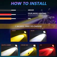 Universal Off-Road LED Light – Yellow/White High/Low Beam Switchable With Strobe & Red Eye, External Spot/Fog/Auxiliary/Work Light For Car & Motorcycle - 2pcs Led Light - View 6