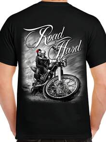 Biker Life Road Hard Skull Funny Motorcycle Rocker Grunge Biker T Shirt - 款式 - 查看 1