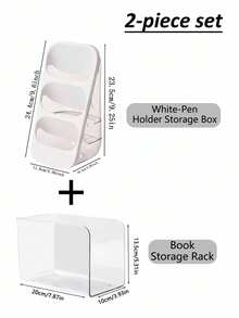 1/2pcs Desktop Storage Set, Bookend & 3-Tier Pen Holder, Adjustable Transparent PET Desktop Organizer, Space-Saving Stationery Storage, Suitable For Office, Home, School Study Room - Multicolor - View 12