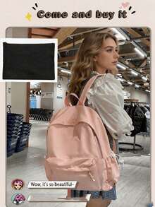 1pc New Large Capacity Minimalist Solid Color Backpack, Lightweight Versatile Casual Daily Bag, Fashionable Student School Bag, Suitable For College Students, Commuting, Business And Daily Travel - Multiple Styles - View 9