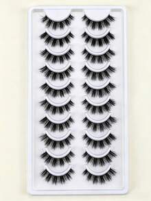 10 Pairs 5D Fluffy Mink Lashes, 3D Natural False Eyelashes, Soft Mink Eyelash Extension Makeup Kit Tools - View 3