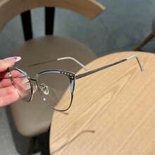 1PC Women's New High Definition Rhinestone Cat Eye Reading Glasses, Versatile Casual Daily Use For Computer, Reading, Gaming, Available In 100, 150, 200, 250, 300, 350, 400 Degrees - Transparent - View 9