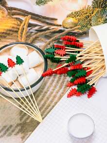 100pcs Christmas Tree Fruits Picks ,Cocktail Picks, Christmas Tree Picks, Appetizer Toothpicks Decorative Toothpicks,Party Picks For Christmas Decorations, Drink Dessert Sandwiches Cocktails,Party Favors,Drink Fruit Desser - Christmas Tree Tags - View 4